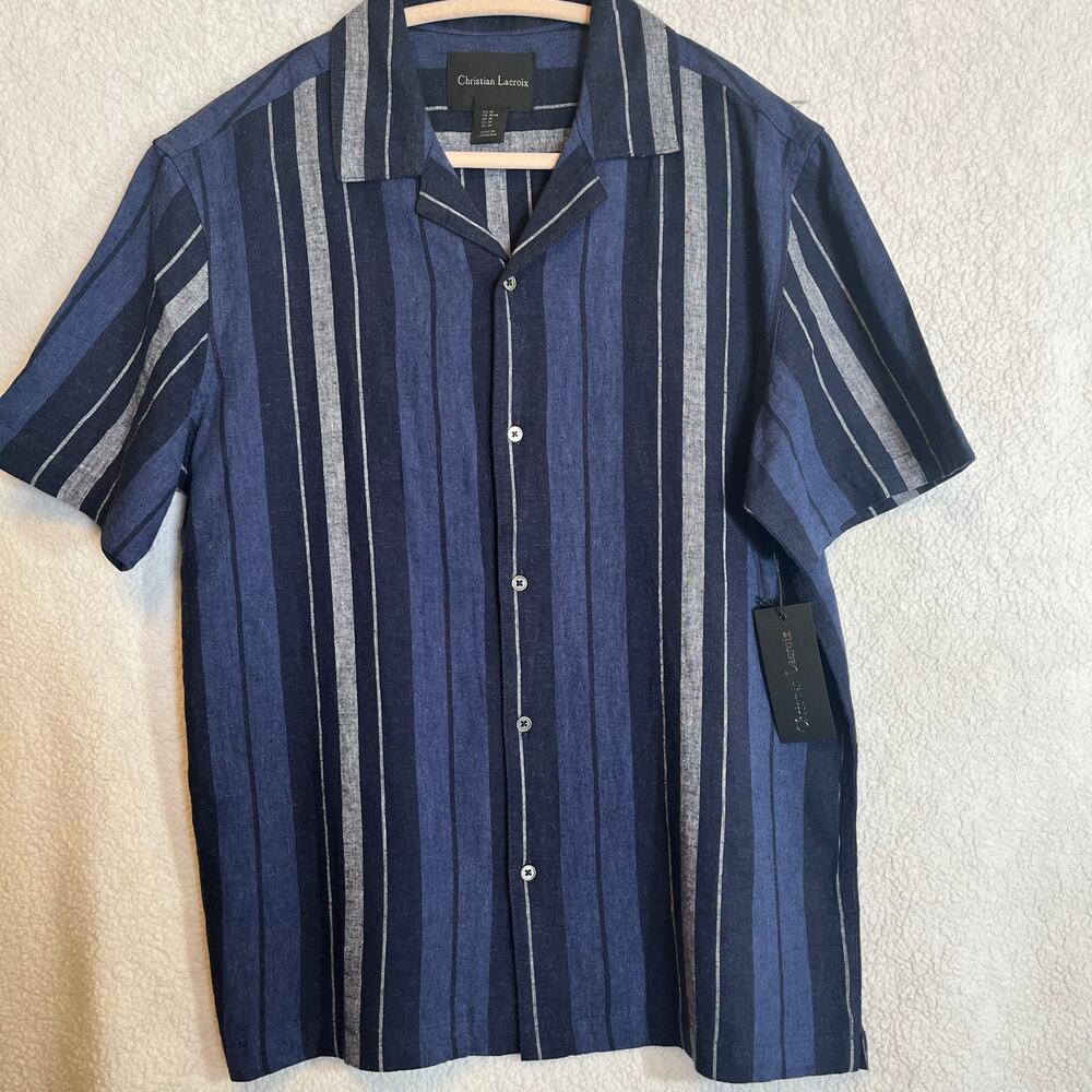 NEW Christian Lacroix Linen viscose blend bowling golf shirt size M with tags